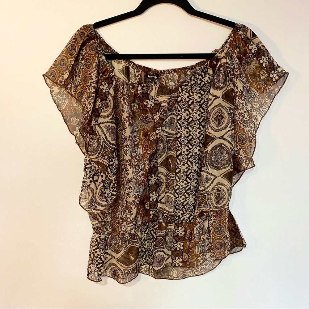 Sheer loose blouse with cinched waist